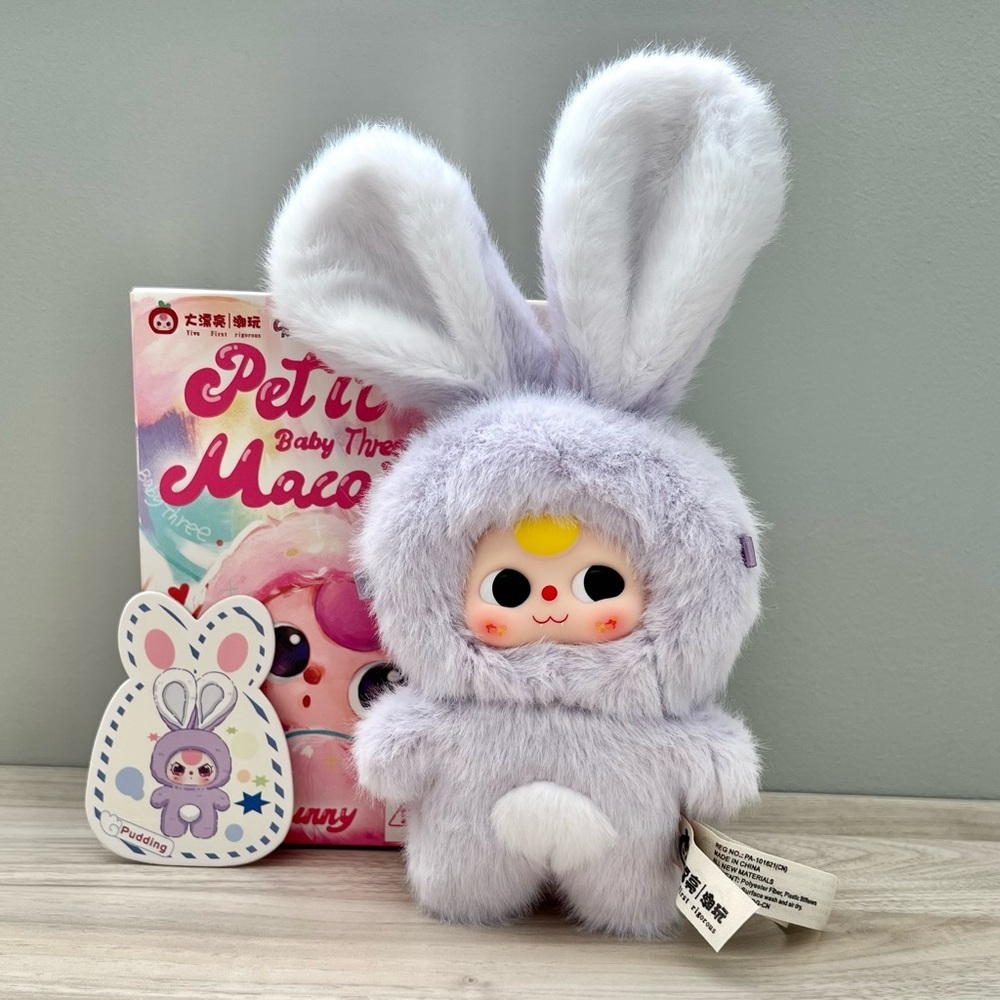 Baby Three Petit Macaron Cute Bunny Plush Pendant - Pudding (Light Purple)